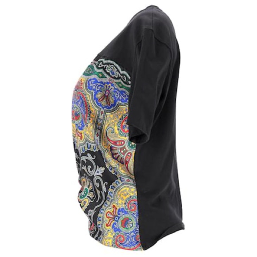 Sandro Paris Bandana Print Ring T-Shirt in Black Cotton Python print - Picture 2 of 4